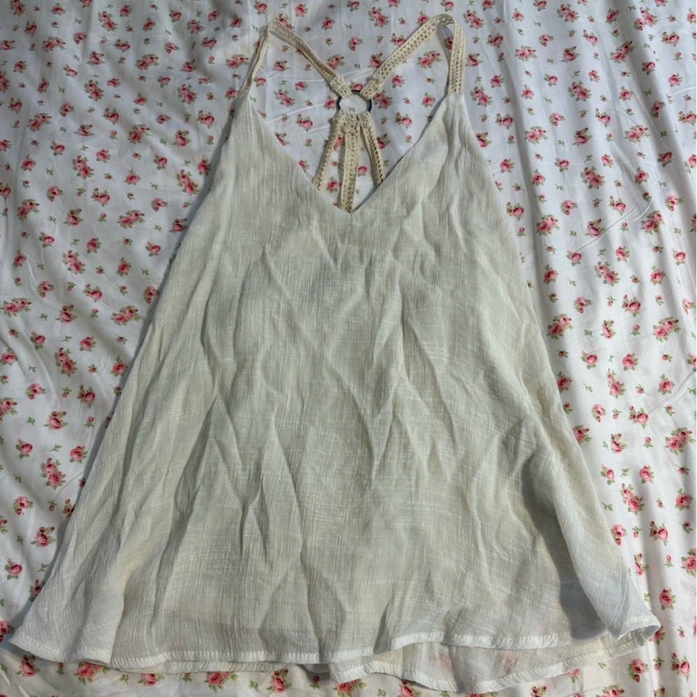 Beige Tank Top with Button Detail